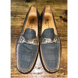 Mezlan Salinas Mens Size 11M Plaid Leather Horse Bridal Bit Loafer Made in Spain